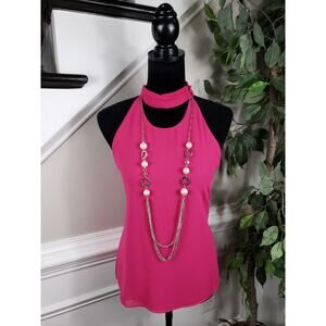 Naked Zebra Halter Neck Top Women's Small Fuchsia Pink 100% Polyester Sleeveless